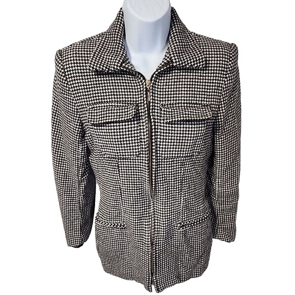 Chaus Jacket Womens 4 Blazer Flap Pockets Wool Coat Long Sleeve Full Zip Collar - Picture 1 of 5